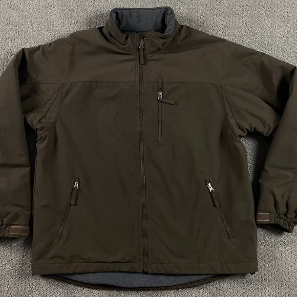 Duluth Trading Co. Jacket Men's Large Fleece Lined Brown Nylon Full Zip Pockets - Picture 2 of 8